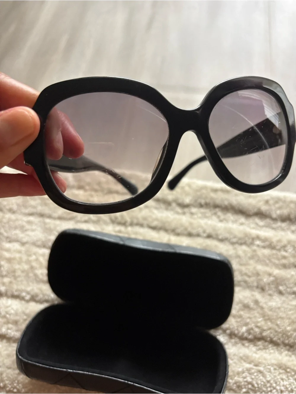 CHANEL Black Oversized Square Sunglasses
